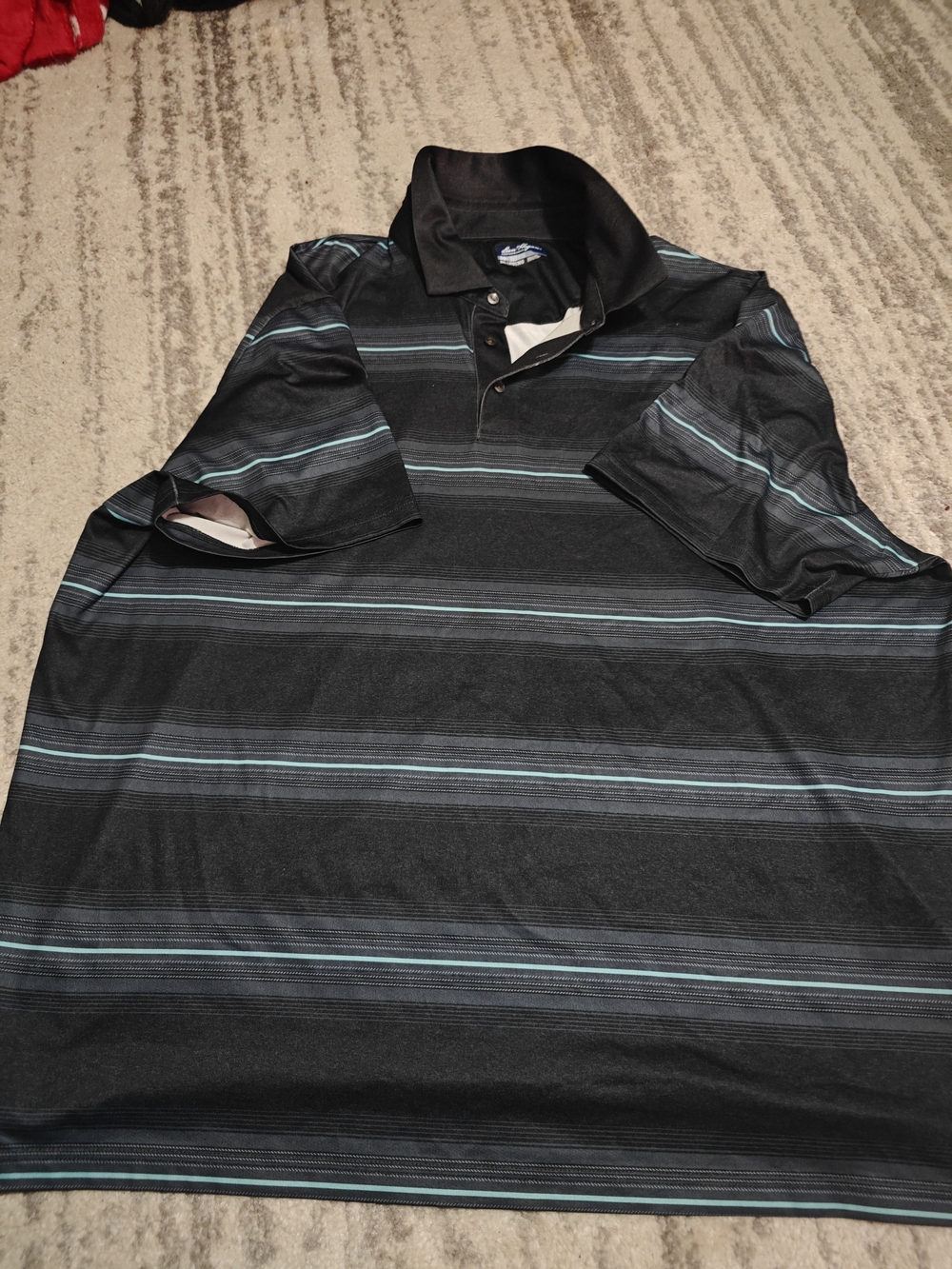 Hogan Black Polo with Teal Stripe Accents
